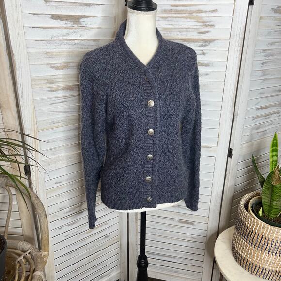 ALPS APPAREL VINTAGE M Mohair Wool Knit Button Front Sweater Cardigan Gray 90s - Picture 3 of 13
